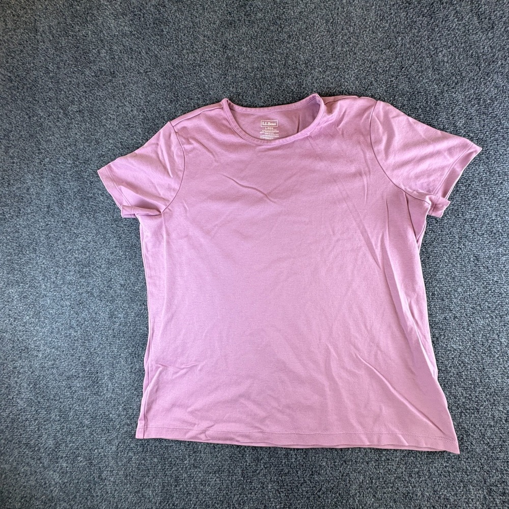 L.L.Bean T-Shirt Womens Large Regular Iced Orchid Supima Cotton Crew Neck Casual